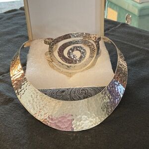 Sterling Silver Hammered Necklace and Bracelet Set